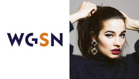 WGSN logo and fashion head shot of a young woman